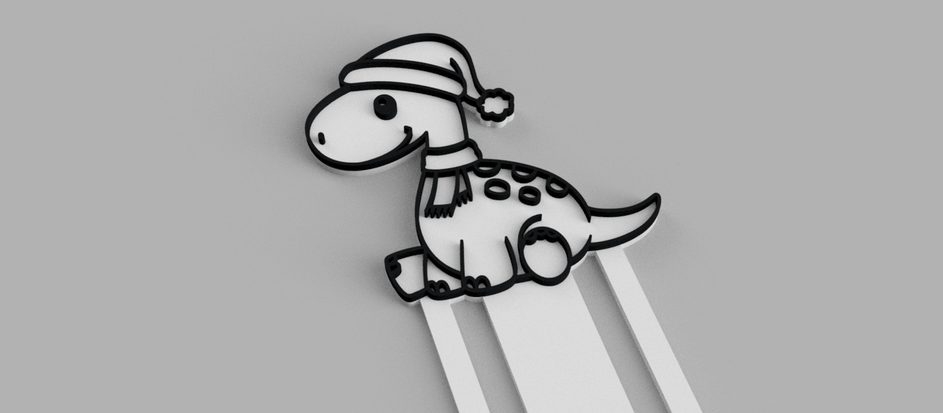 Dinosaur Baby Christmas Santa Claus Hat Bookmark for Books 3D print model_1