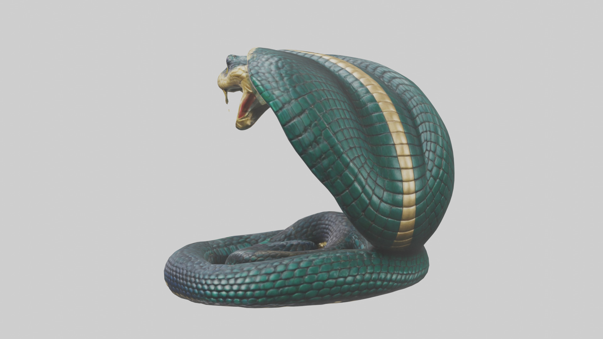 King Cobra statue model Low-poly 3D model_3