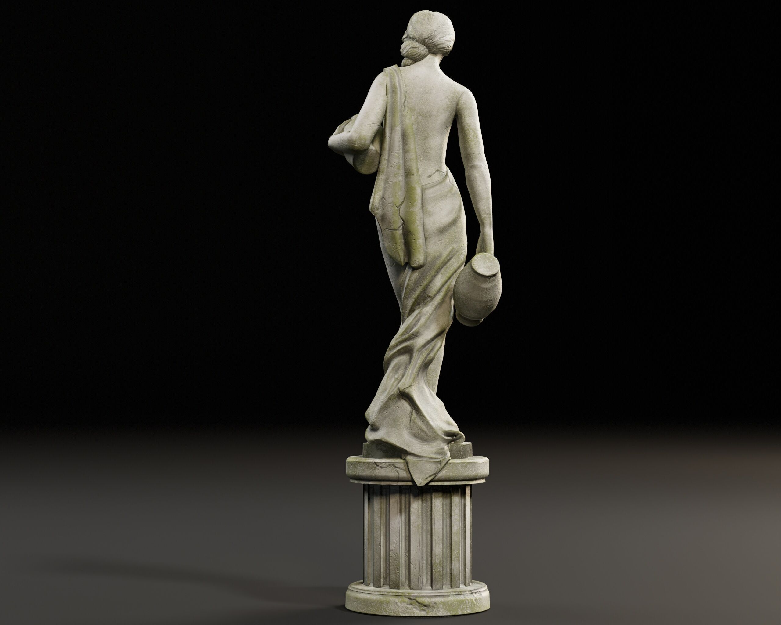 Old Female Garden Statue Low-poly 3D model_20