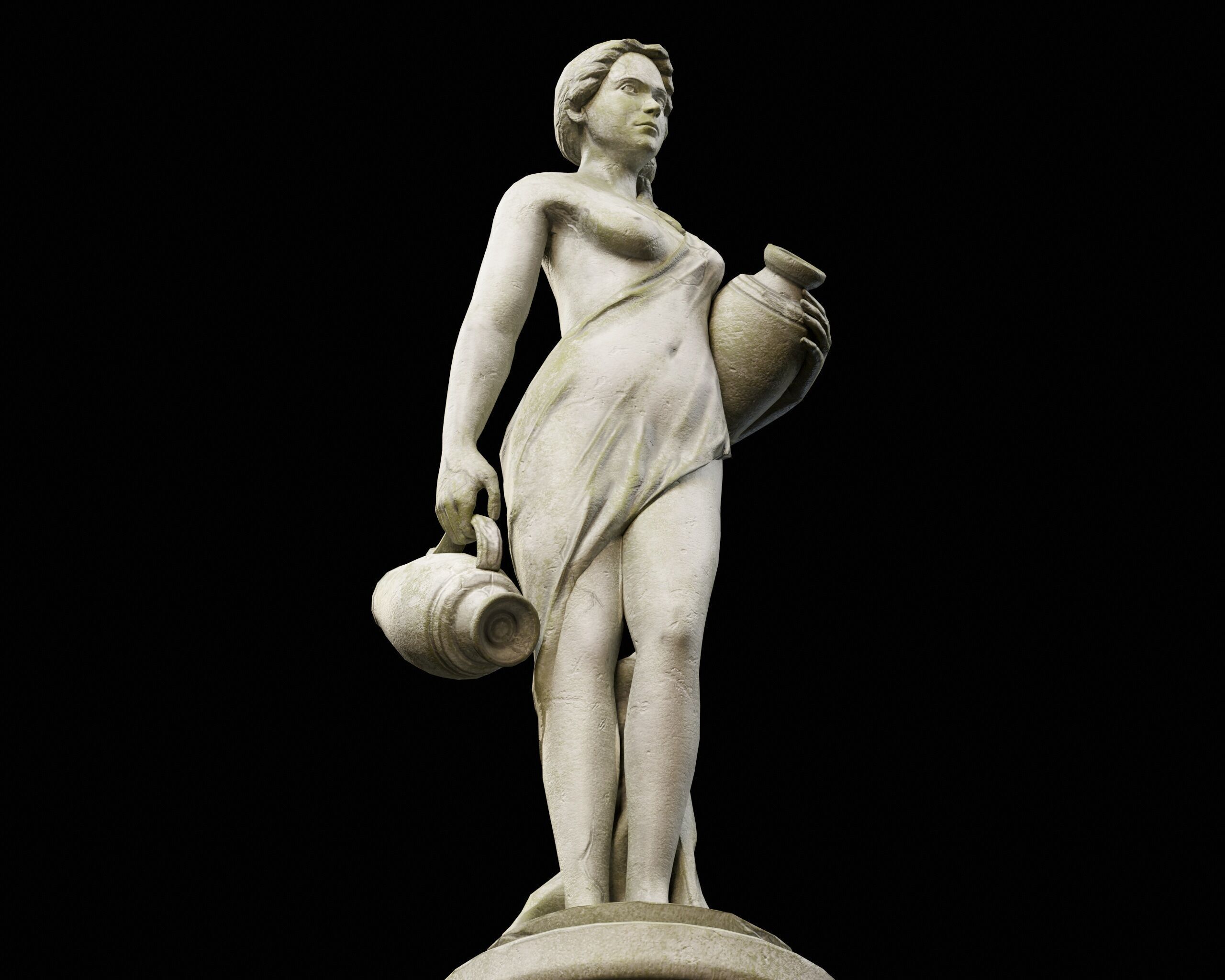 Old Female Garden Statue Low-poly 3D model_8