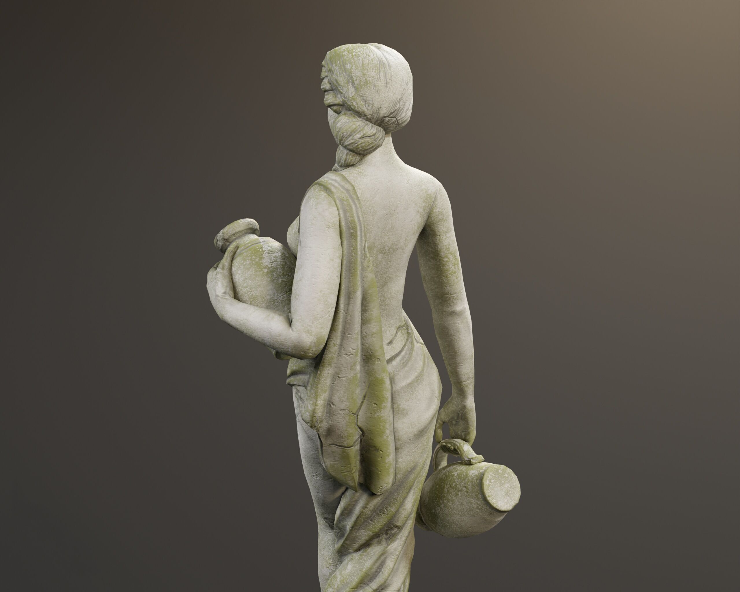 Old Female Garden Statue Low-poly 3D model_18