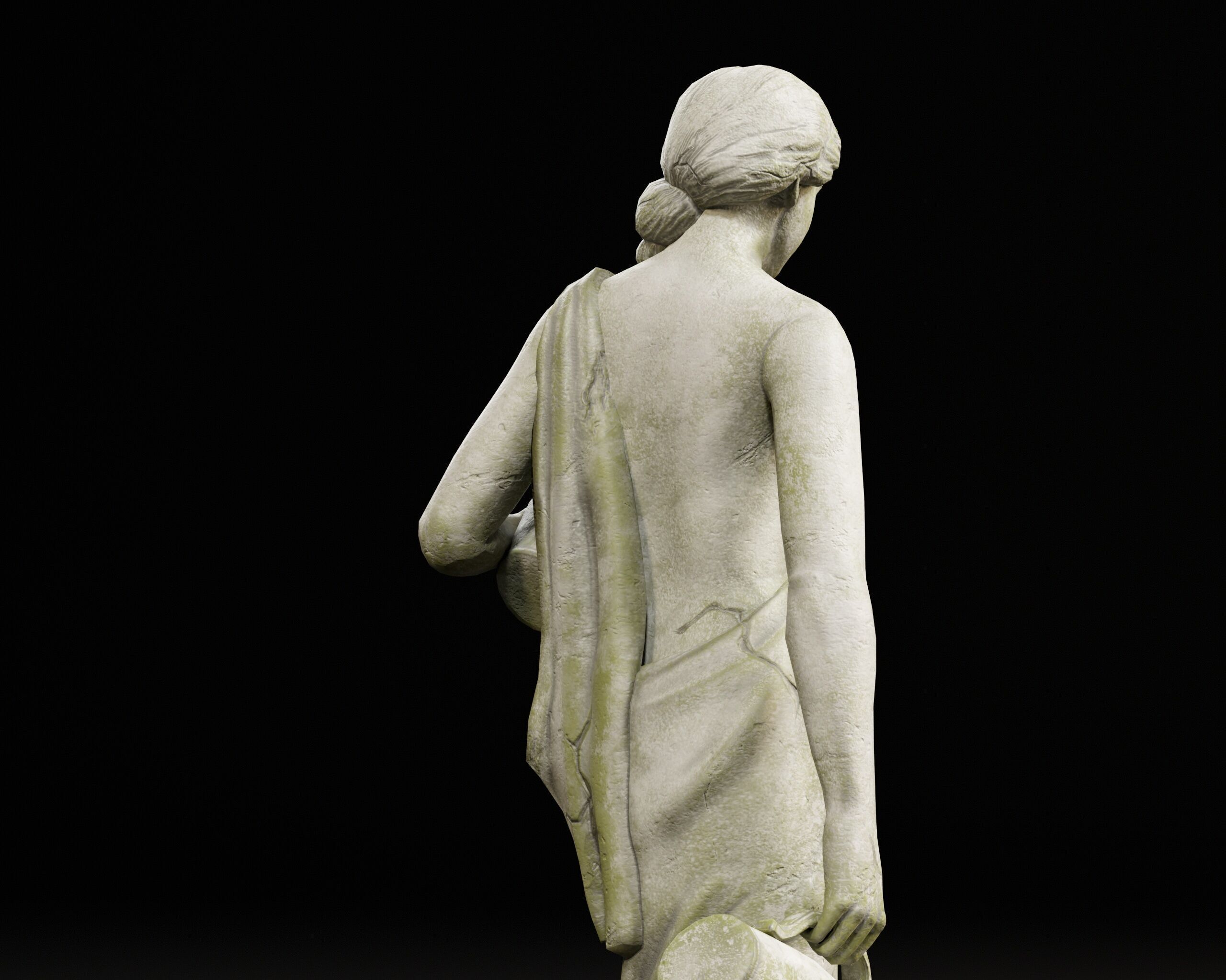 Old Female Garden Statue Low-poly 3D model_16