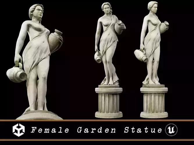 Old Female Garden Statue Low-poly 3D model