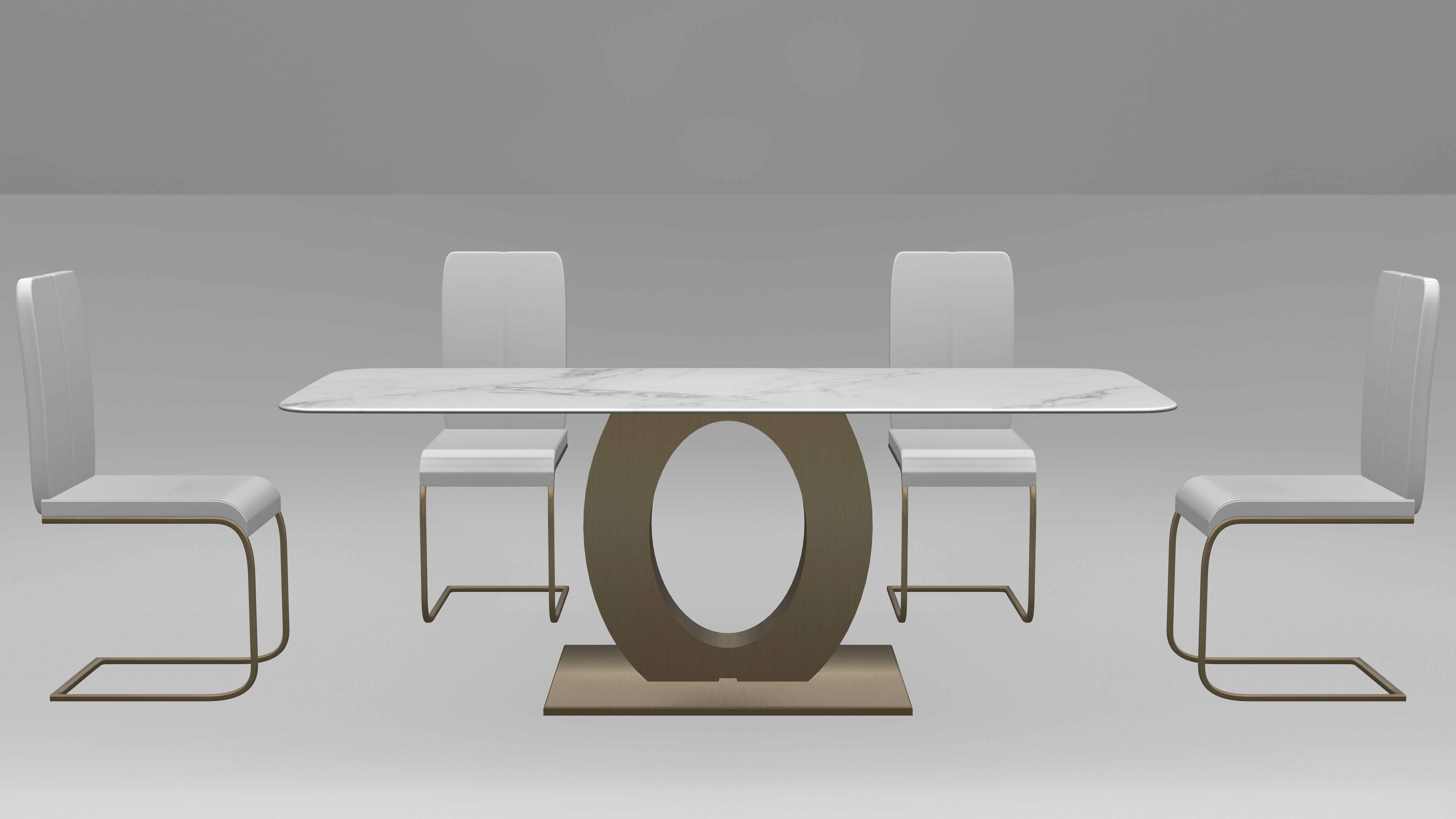 Modern Dining Table with Chairs Elegant and Minimalist Design Low-poly 3D model_10
