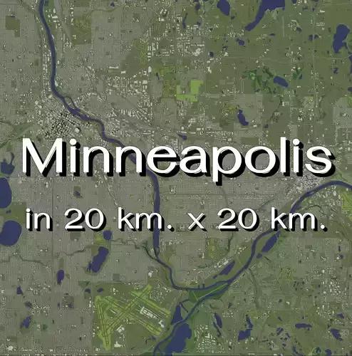 Minneapolis USA in 20 km x 20 km - city and urban