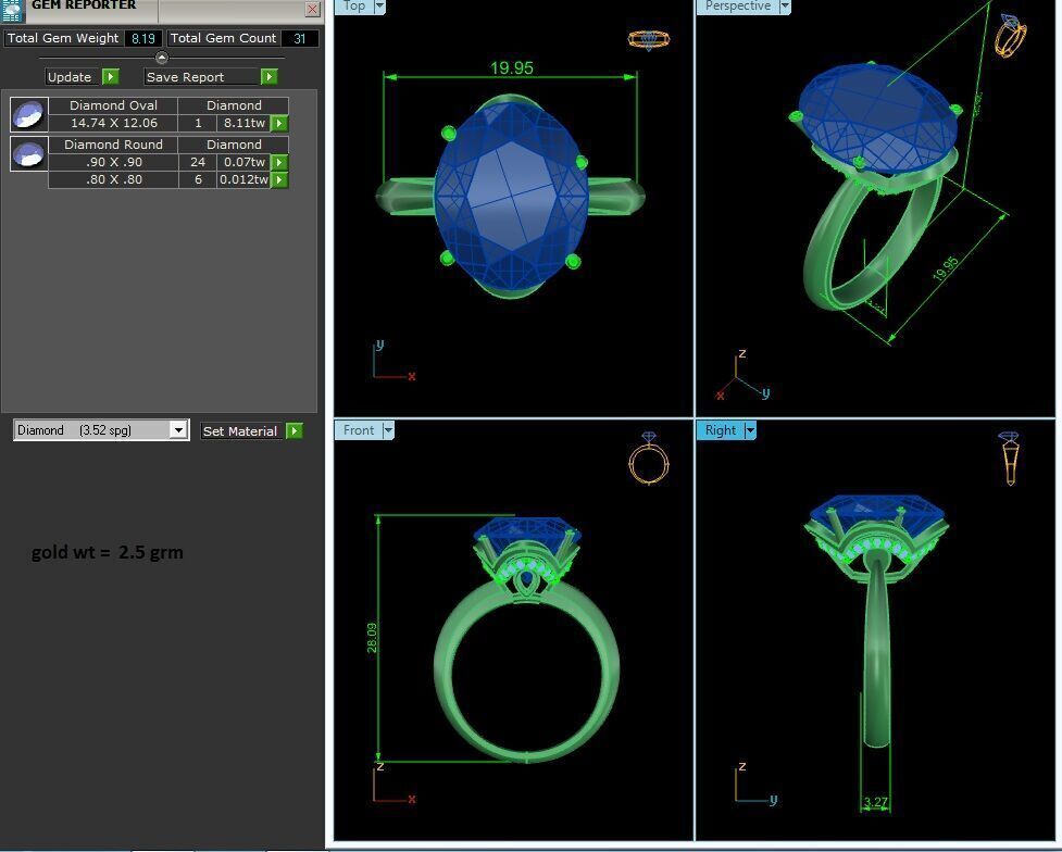 Women Ring  Render 3dm STL OBJ FBX Details 3D print model_8