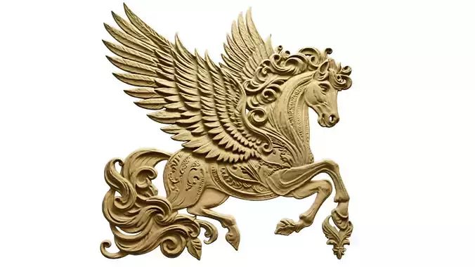 Sculpted Pegasus 3D Model Printable cnc