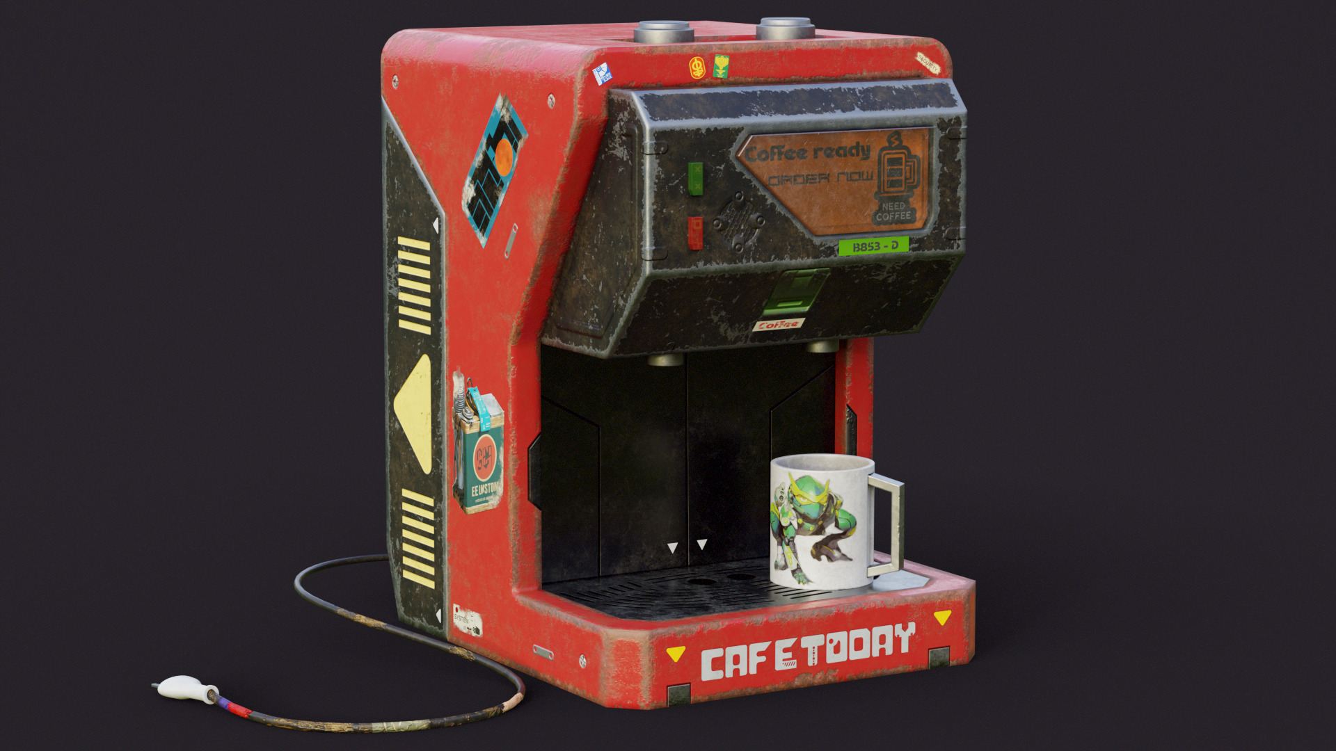 Coffee machine 2 PBR game ready Low-poly 3D model_5