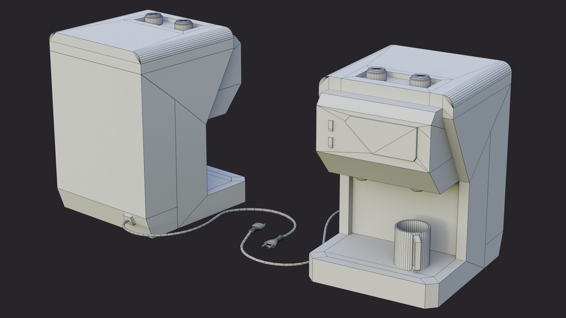 Coffee machine 2 PBR game ready Low-poly 3D model_11