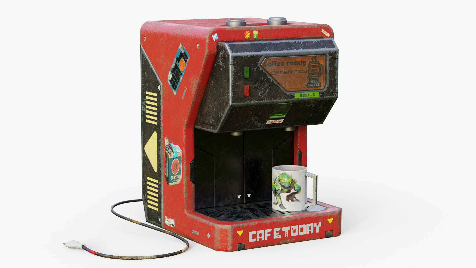 Coffee machine 2 PBR game ready Low-poly 3D model_7