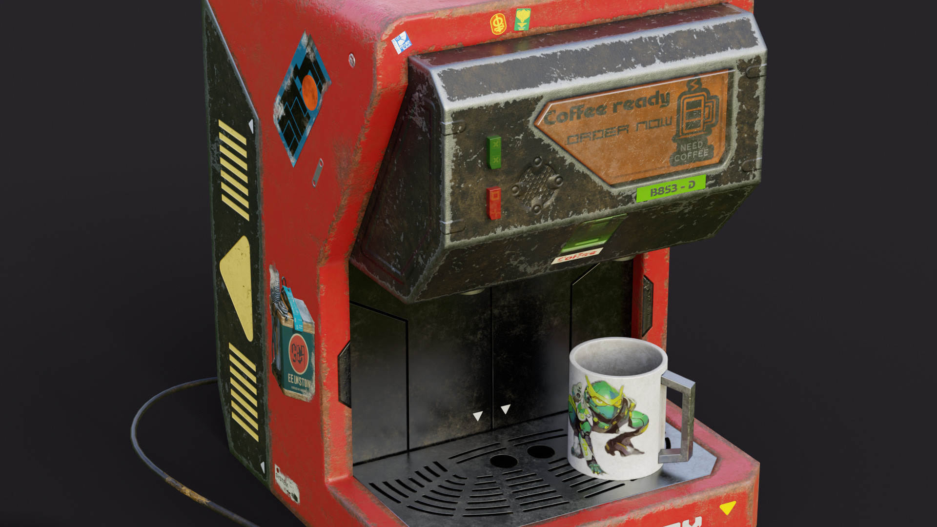Coffee machine 2 PBR game ready Low-poly 3D model_6