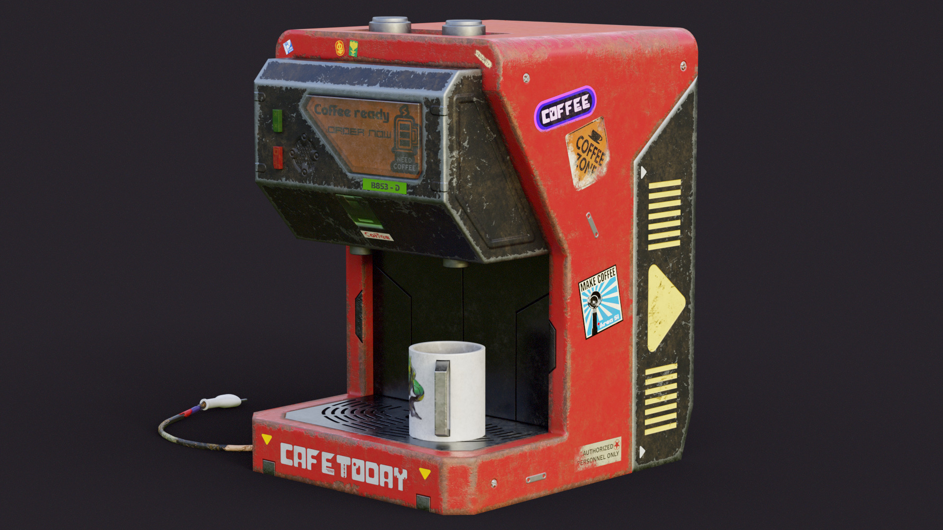 Coffee machine 2 PBR game ready Low-poly 3D model_2