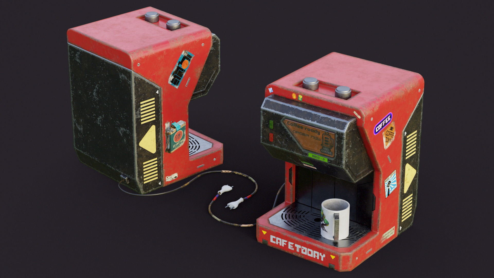 Coffee machine 2 PBR game ready Low-poly 3D model_4