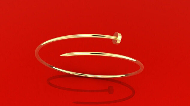 1342 1081 Bent Nail Gold Bangle 3D print model