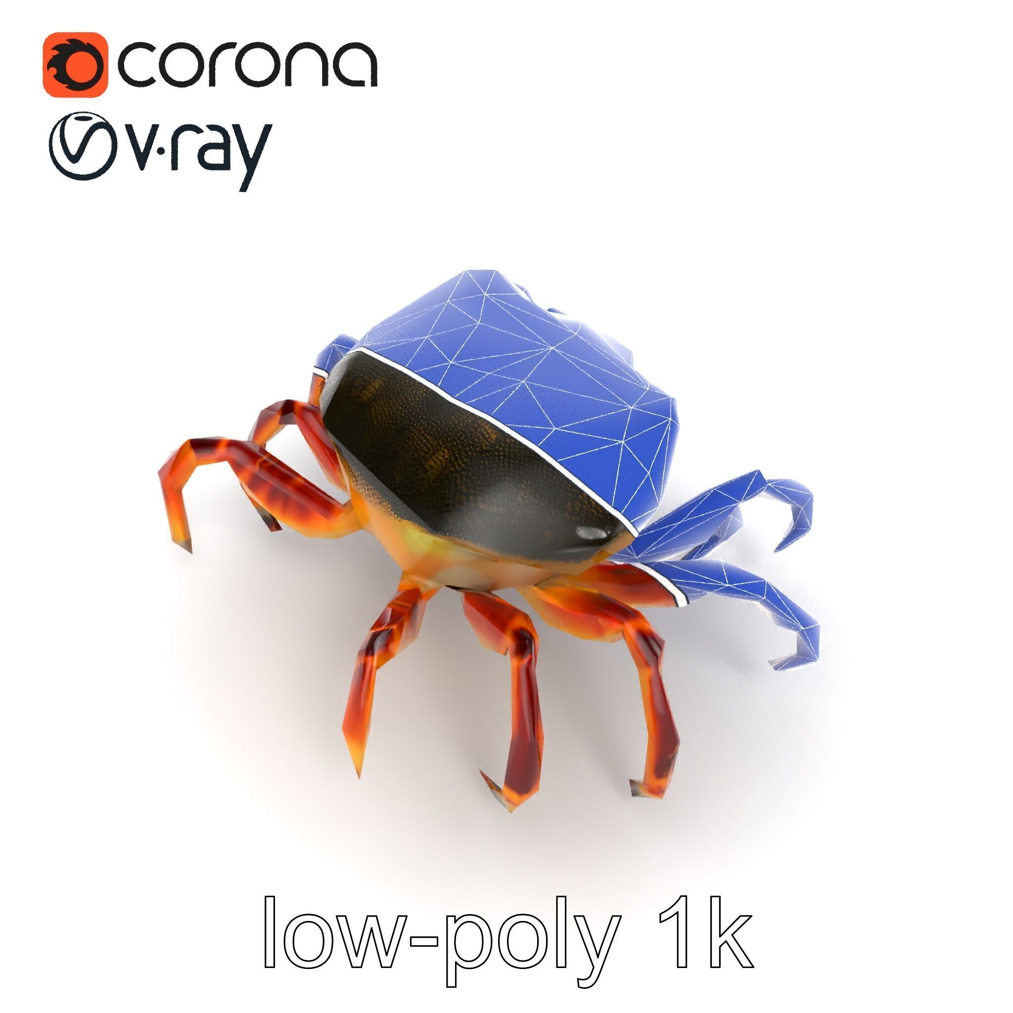 Colorful Fiddler Crab with Asymmetrical Claws model pack Low-poly 3D model_27