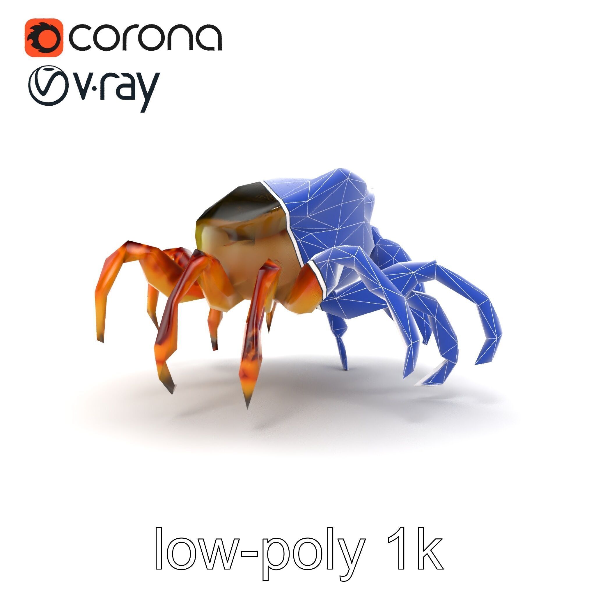 Colorful Fiddler Crab with Asymmetrical Claws model pack Low-poly 3D model_28