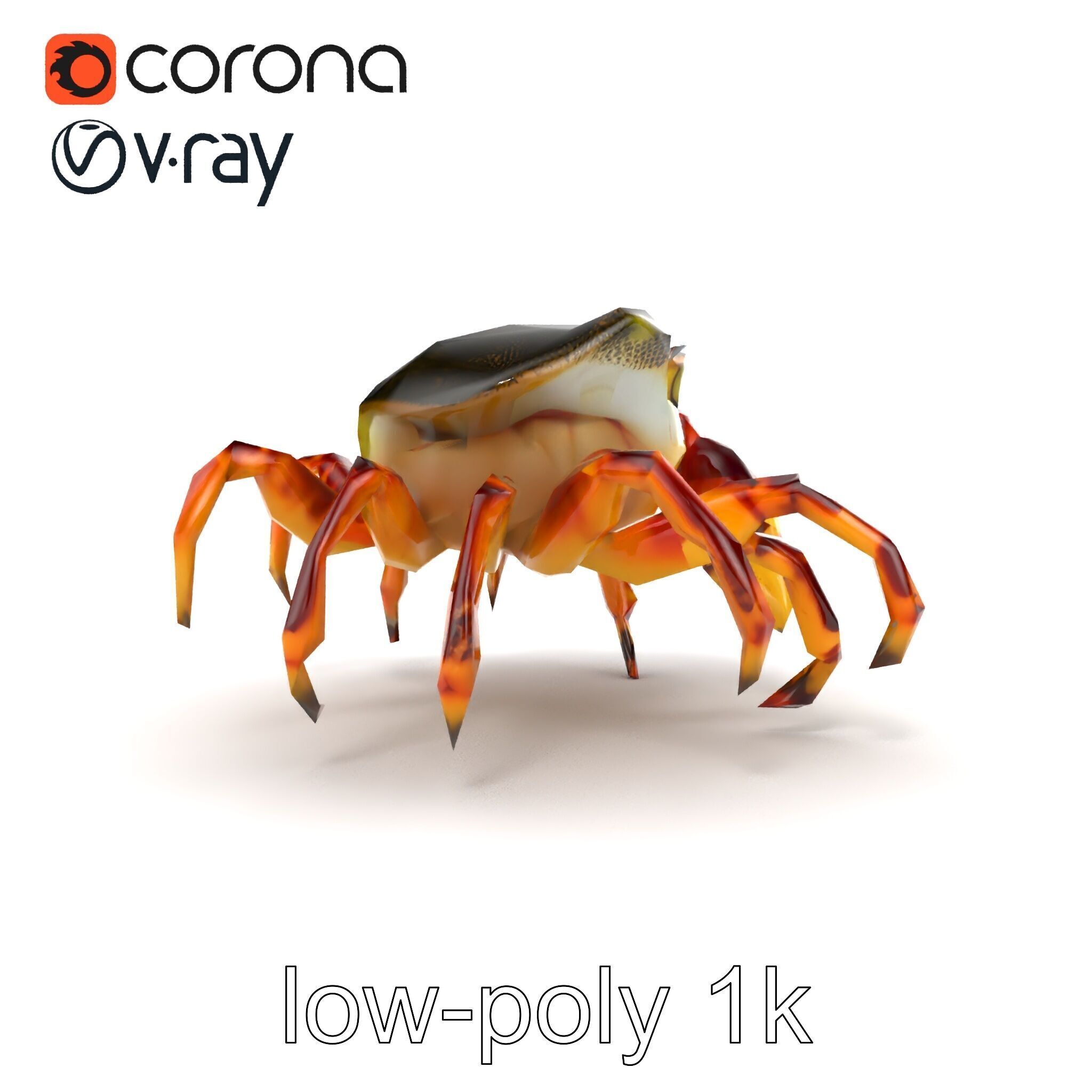 Colorful Fiddler Crab with Asymmetrical Claws model pack Low-poly 3D model_11