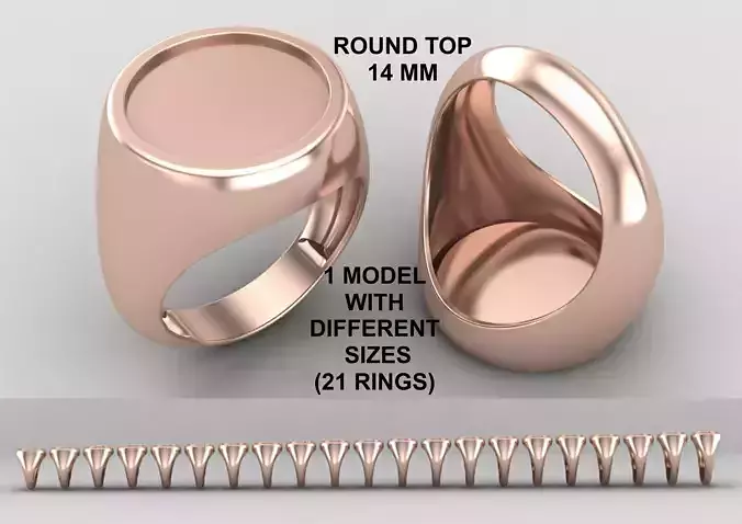 Round Enamel Ring Base 14MM top in All sizes 169-MWC