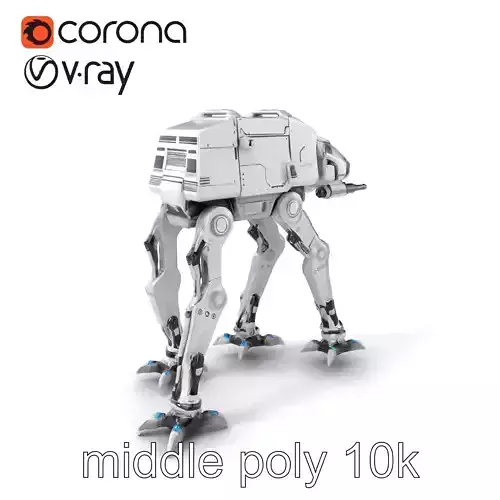 Bipedal Sci-Fi Walker Armored Model Pack Low-poly 3D model