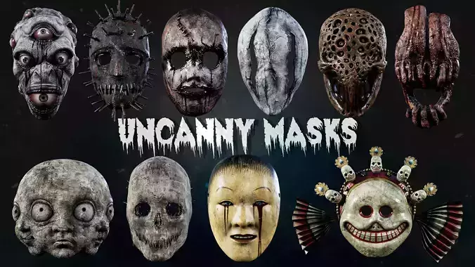 Uncanny Masks - Game Ready Low-poly 3D model