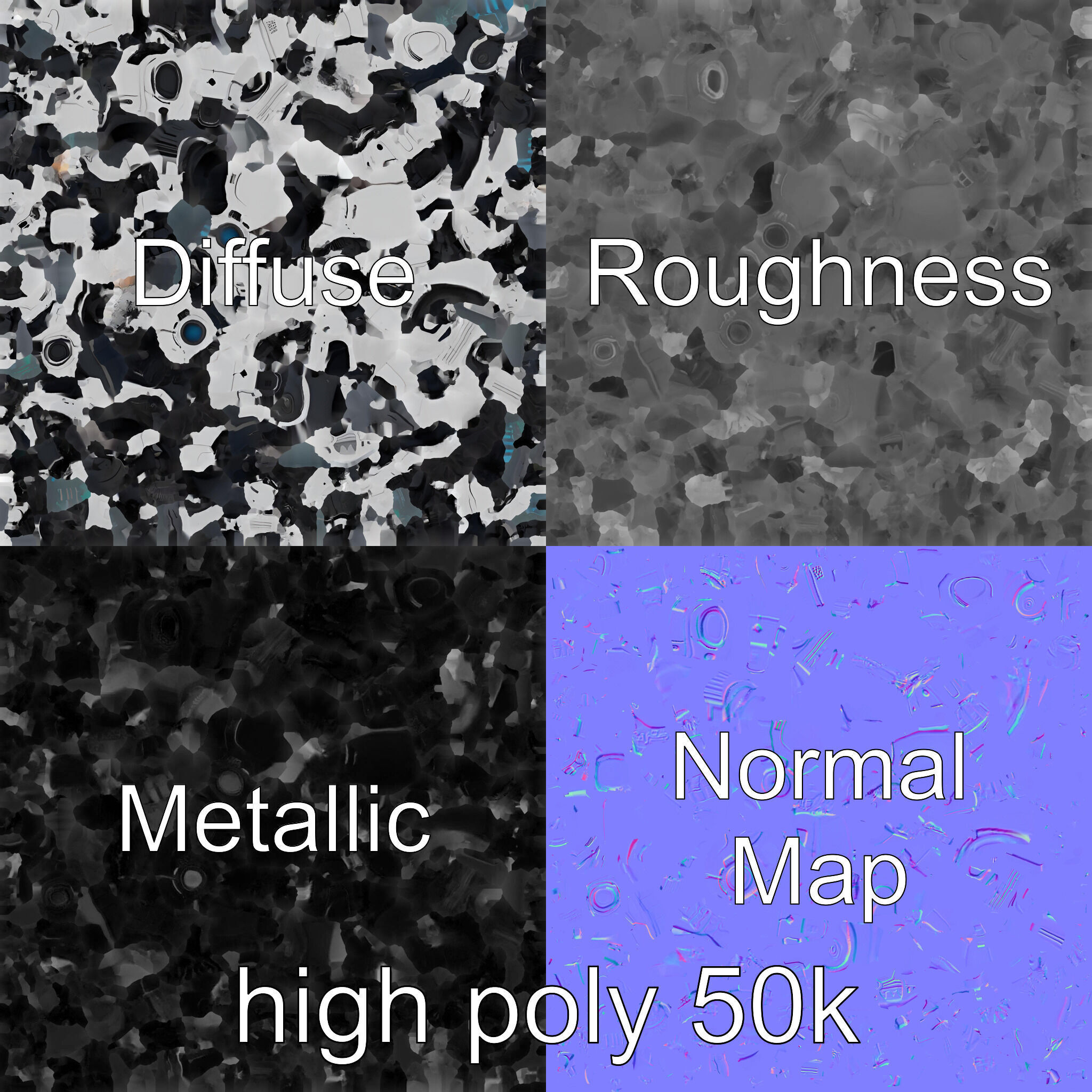 Cybernetic Repair Unit Humanoid model pack Low-poly 3D model_3