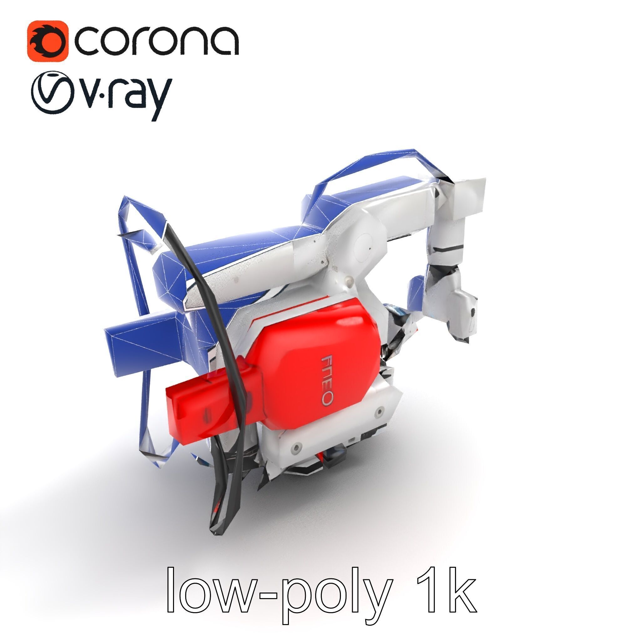 Industrial Painting Robot Model Pack with Extendable Arms Low-poly 3D model_14