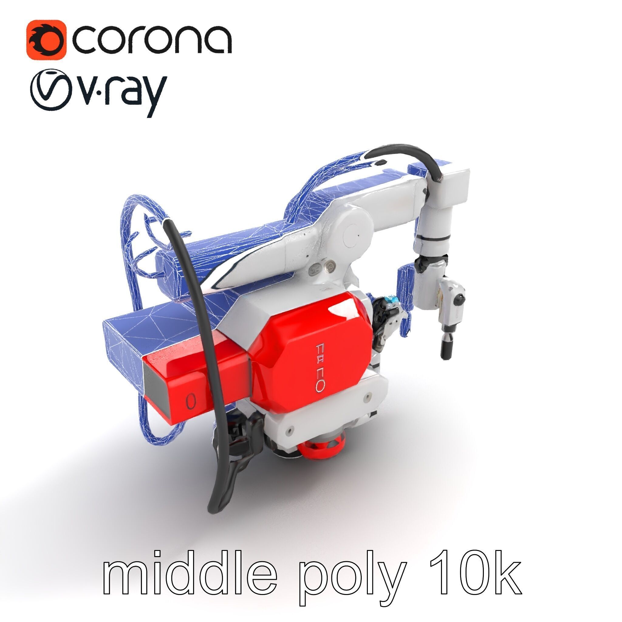 Industrial Painting Robot Model Pack with Extendable Arms Low-poly 3D model_10