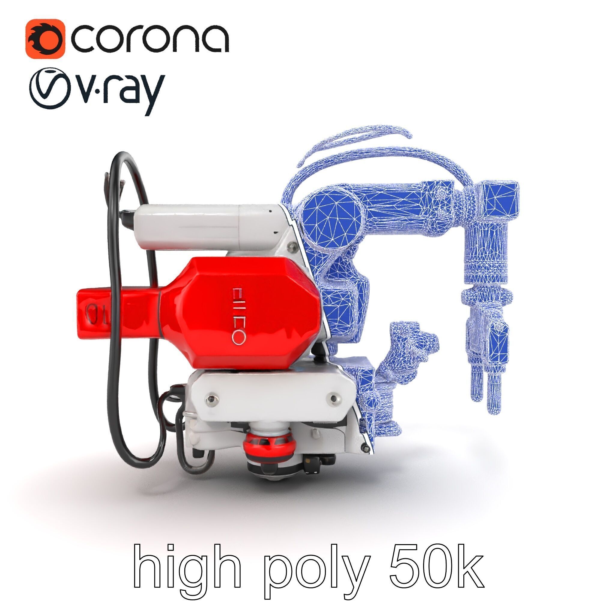 Industrial Painting Robot Model Pack with Extendable Arms Low-poly 3D model_23