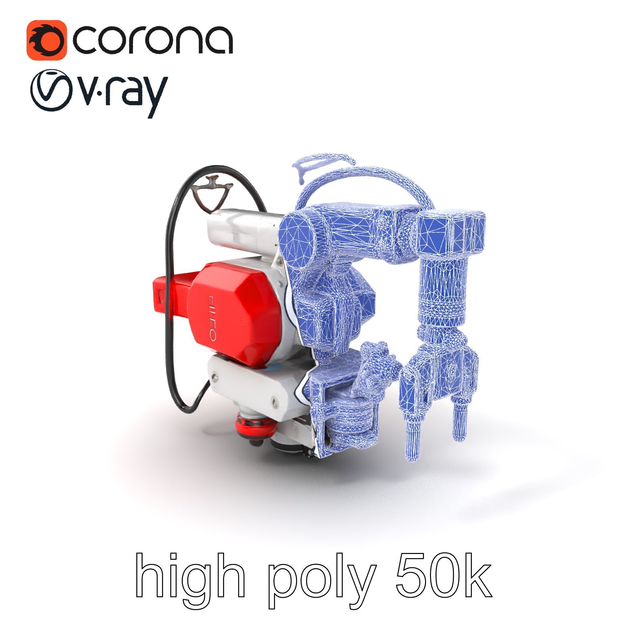Industrial Painting Robot Model Pack with Extendable Arms Low-poly 3D model_1