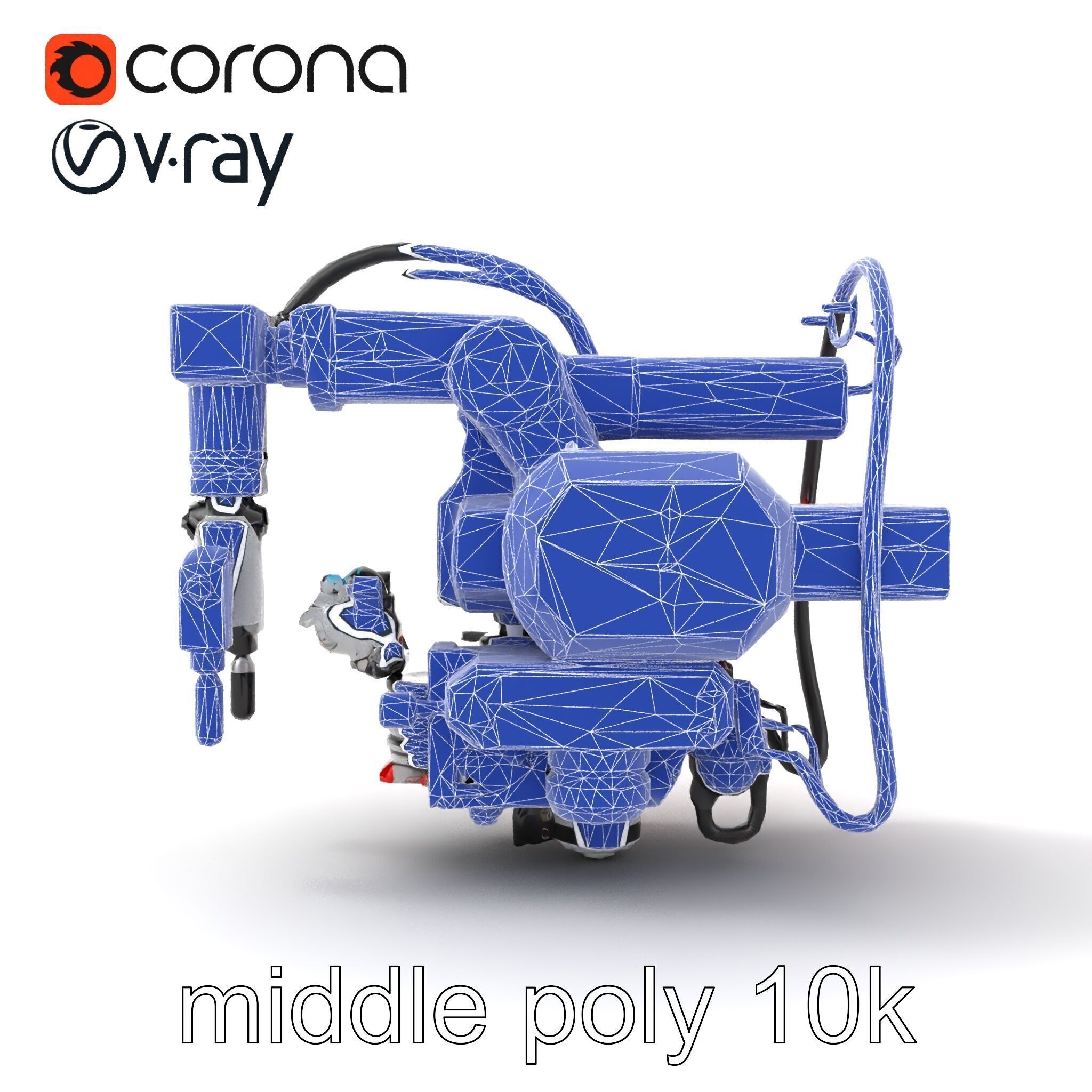 Industrial Painting Robot Model Pack with Extendable Arms Low-poly 3D model_20