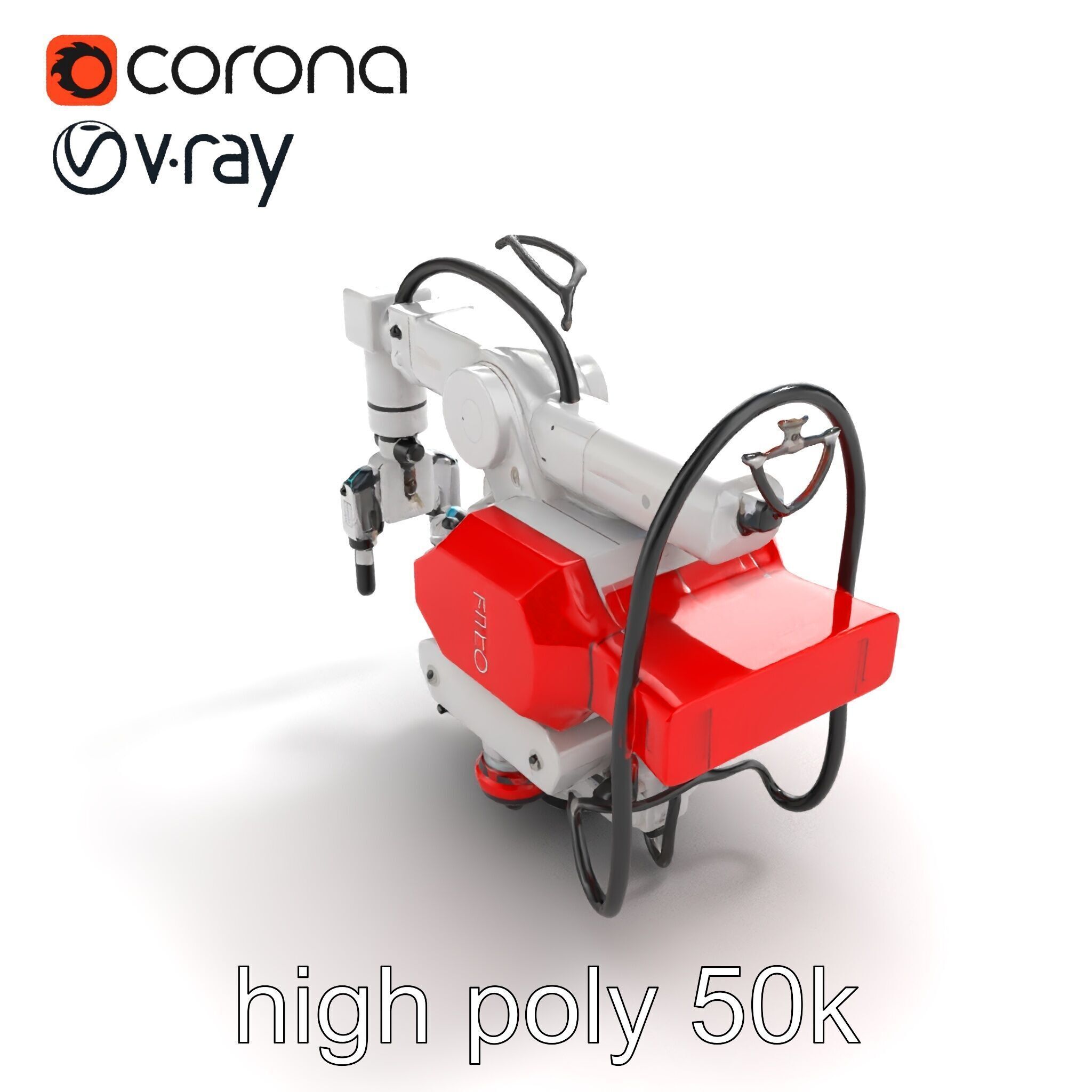 Industrial Painting Robot Model Pack with Extendable Arms Low-poly 3D model_9