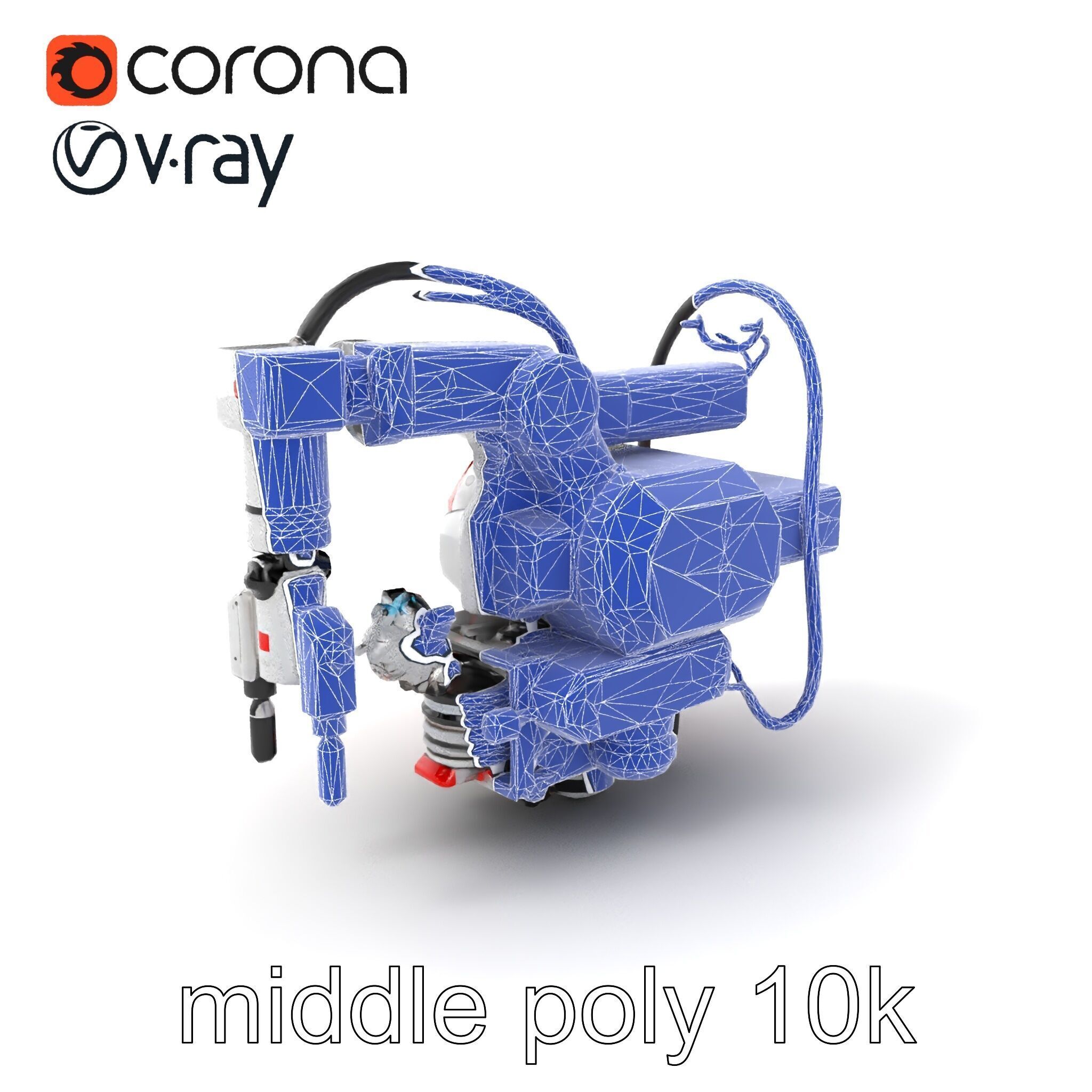 Industrial Painting Robot Model Pack with Extendable Arms Low-poly 3D model_5