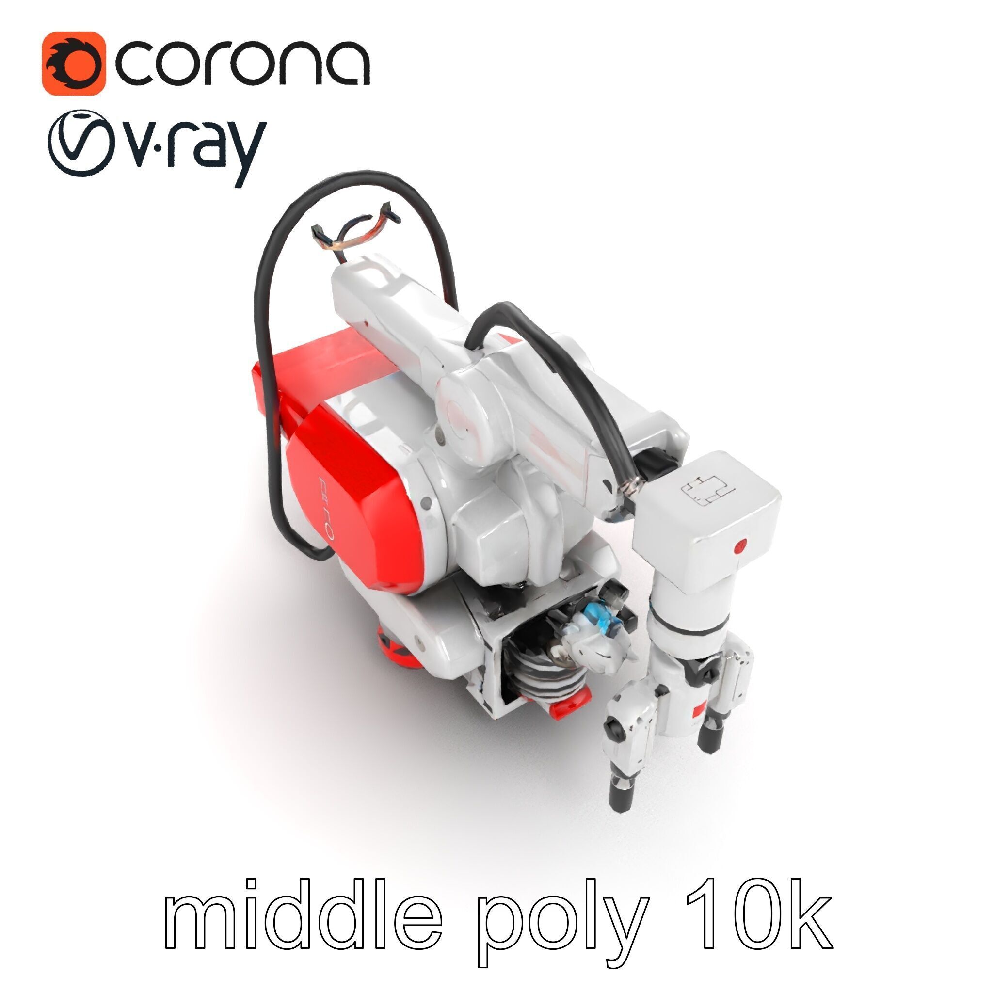 Industrial Painting Robot Model Pack with Extendable Arms Low-poly 3D model_12