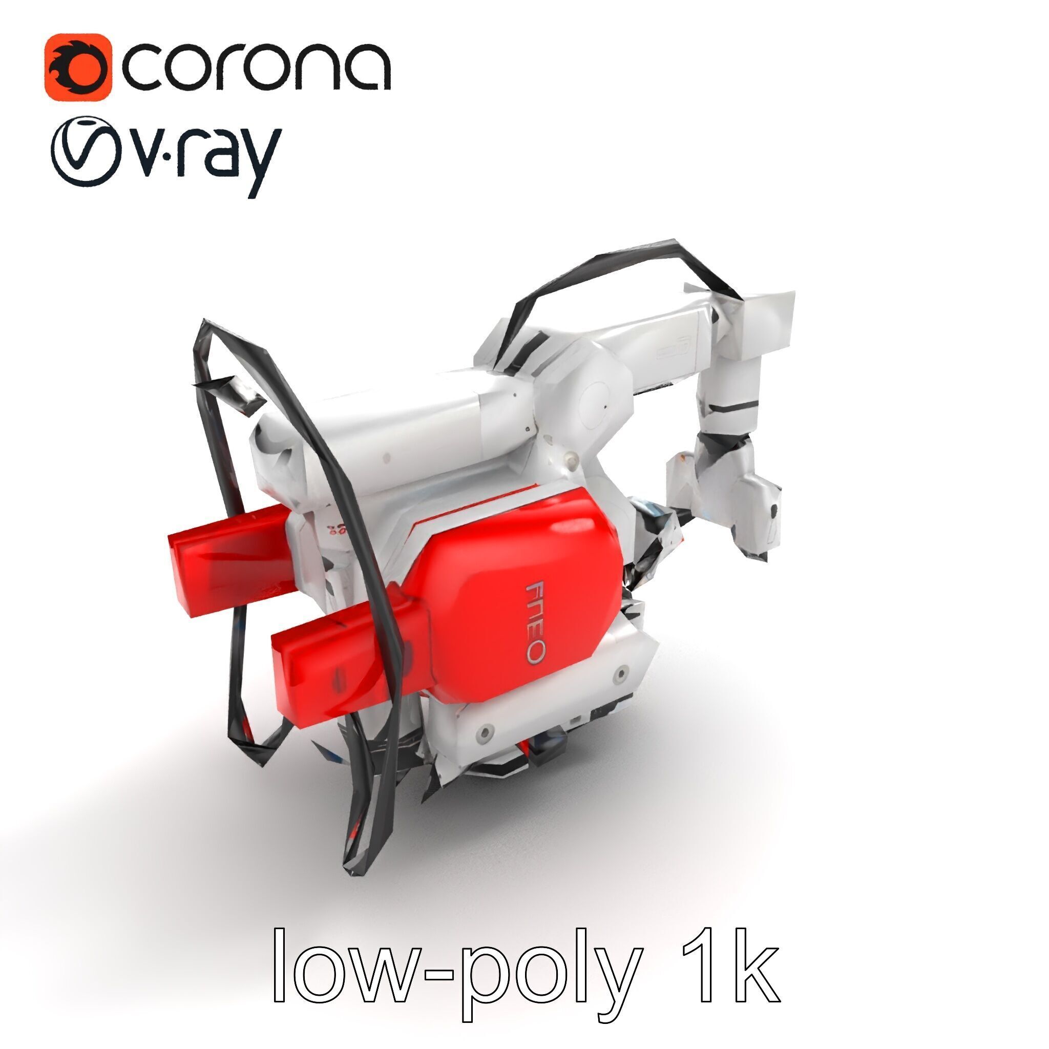 Industrial Painting Robot Model Pack with Extendable Arms Low-poly 3D model_8