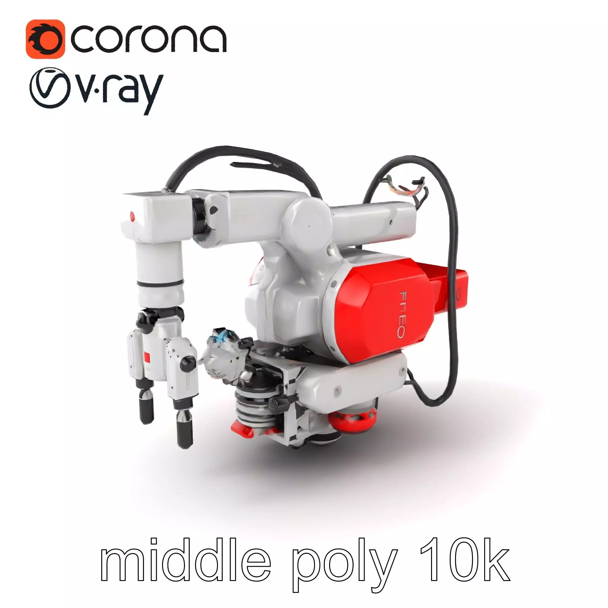 Industrial Painting Robot Model Pack with Extendable Arms Low-poly 3D model_0