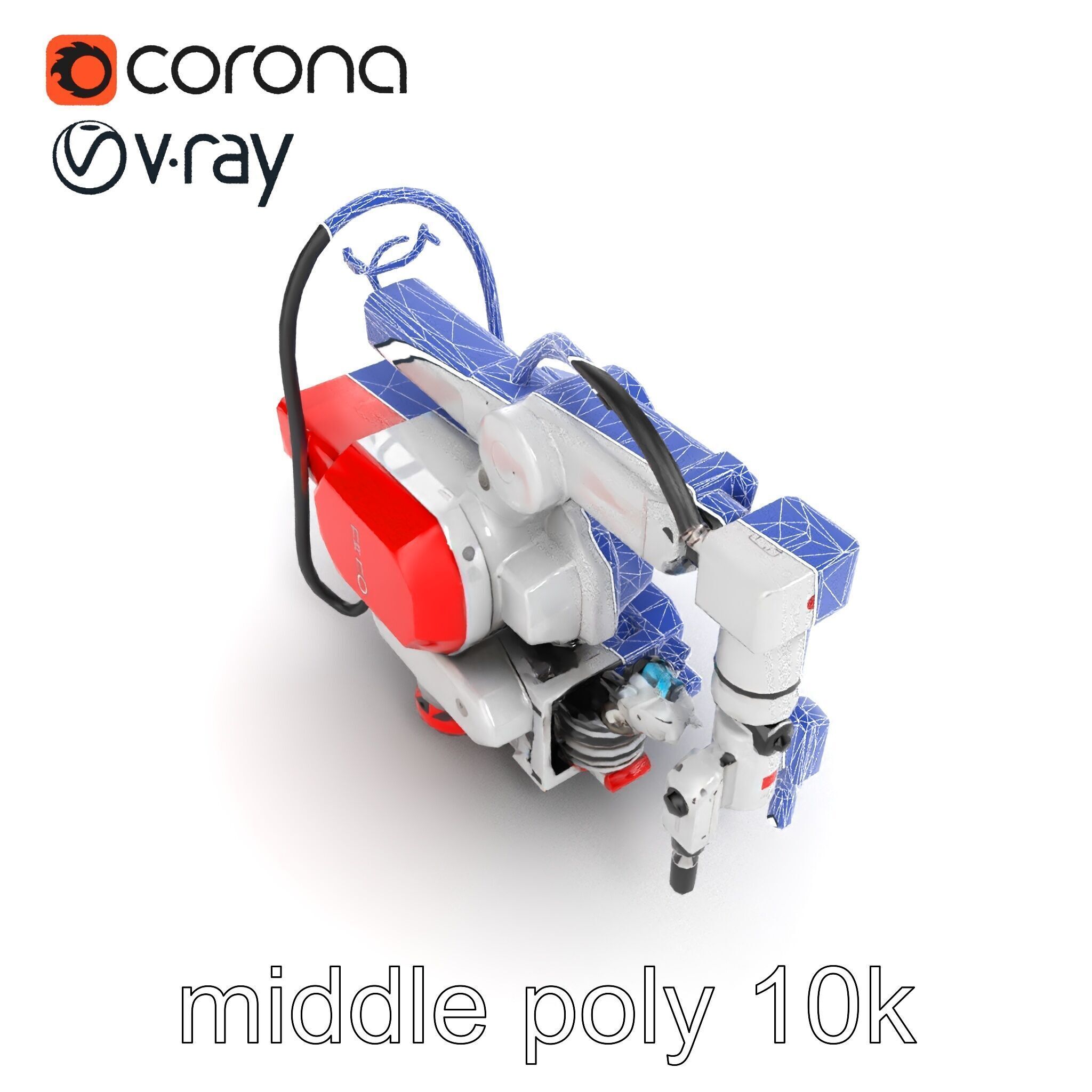 Industrial Painting Robot Model Pack with Extendable Arms Low-poly 3D model_17