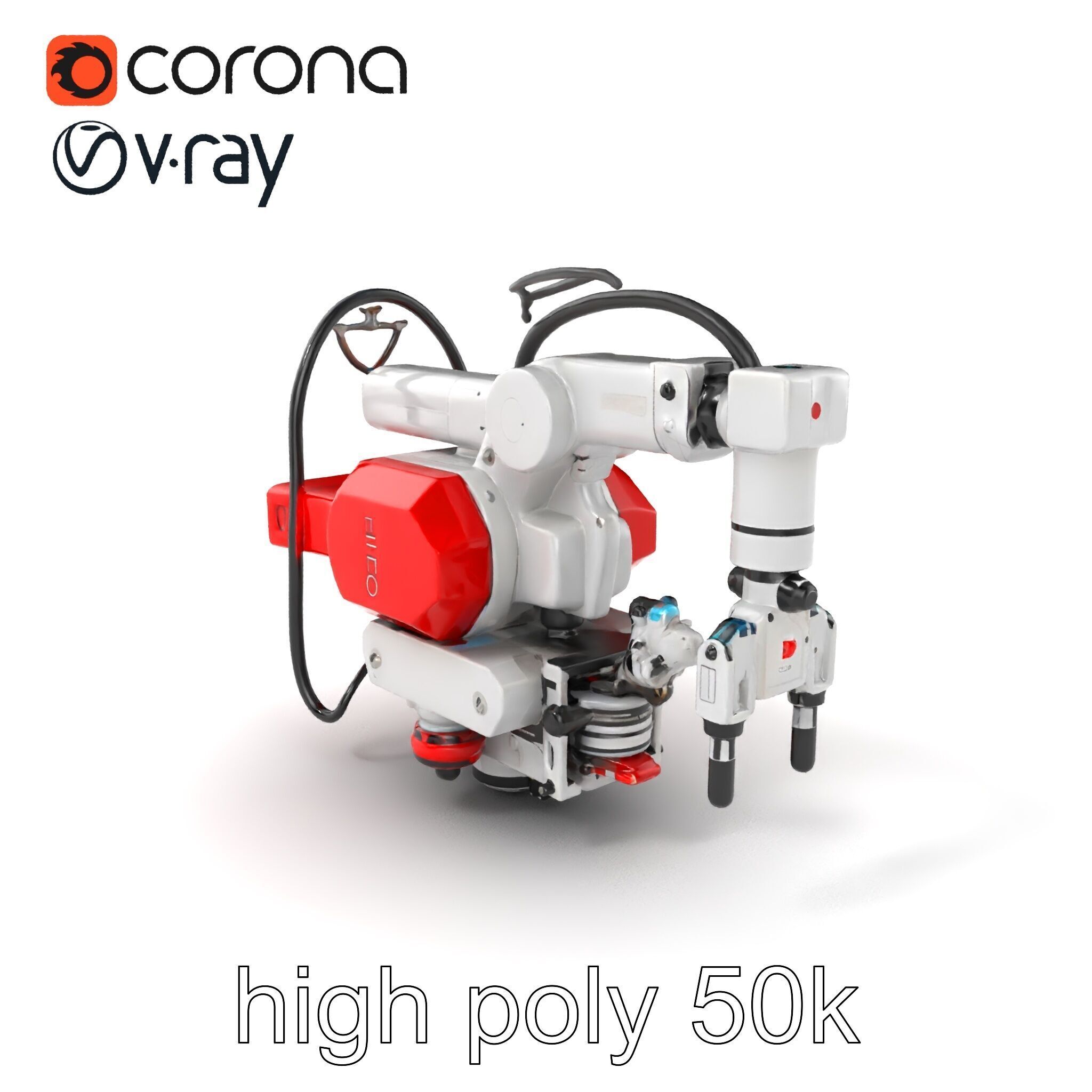 Industrial Painting Robot Model Pack with Extendable Arms Low-poly 3D model_2