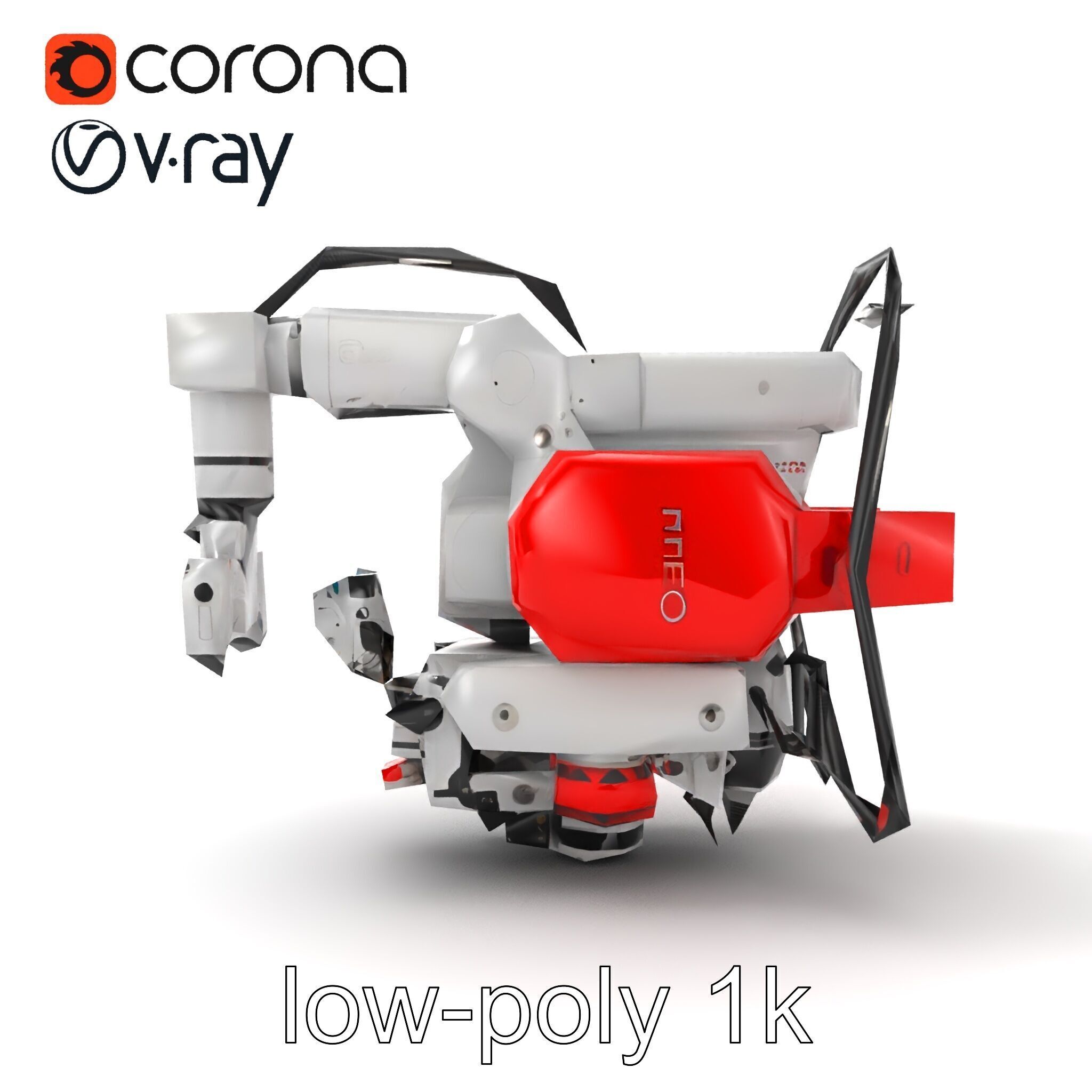 Industrial Painting Robot Model Pack with Extendable Arms Low-poly 3D model_11