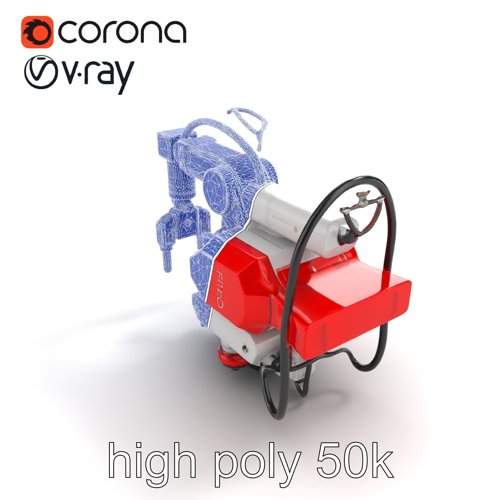 Industrial Painting Robot Model Pack with Extendable Arms Low-poly 3D model_16