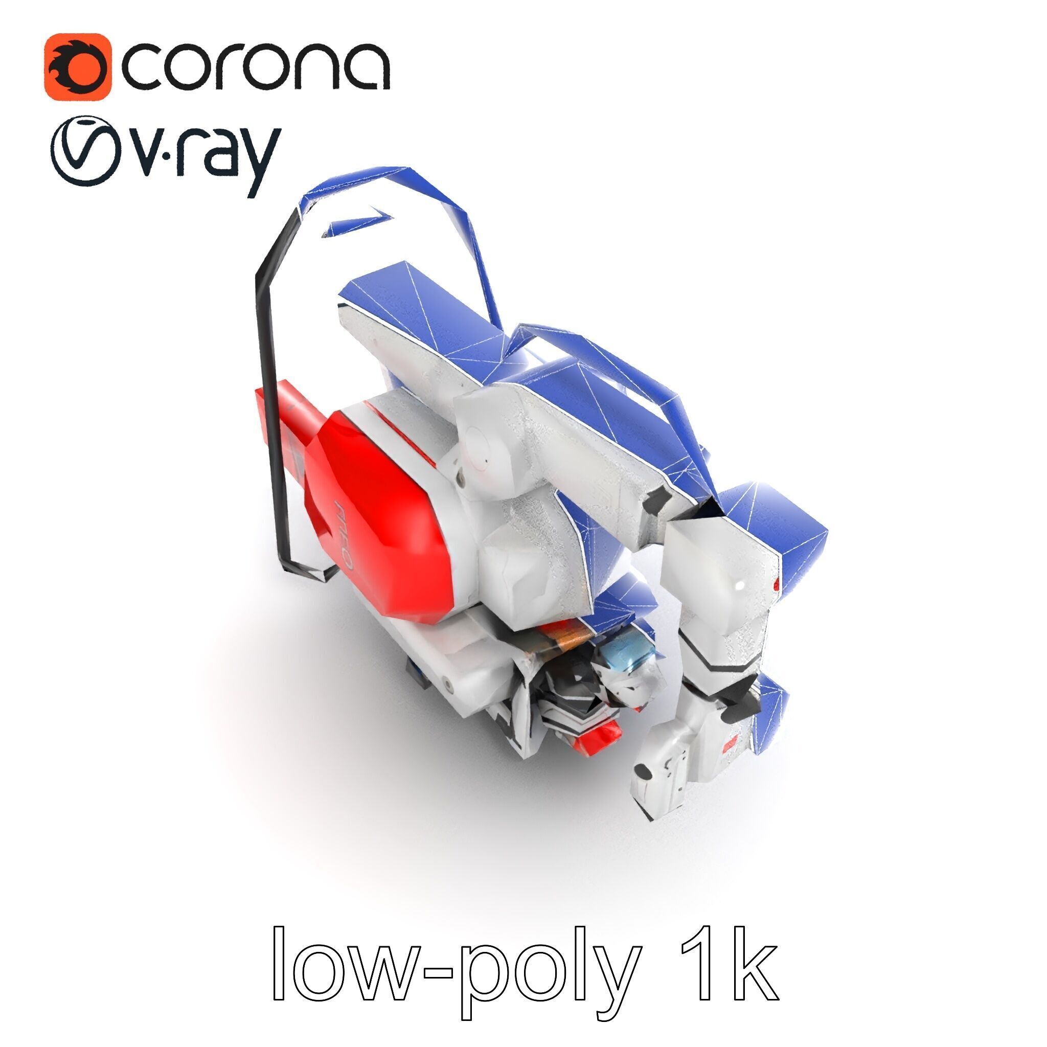 Industrial Painting Robot Model Pack with Extendable Arms Low-poly 3D model_13