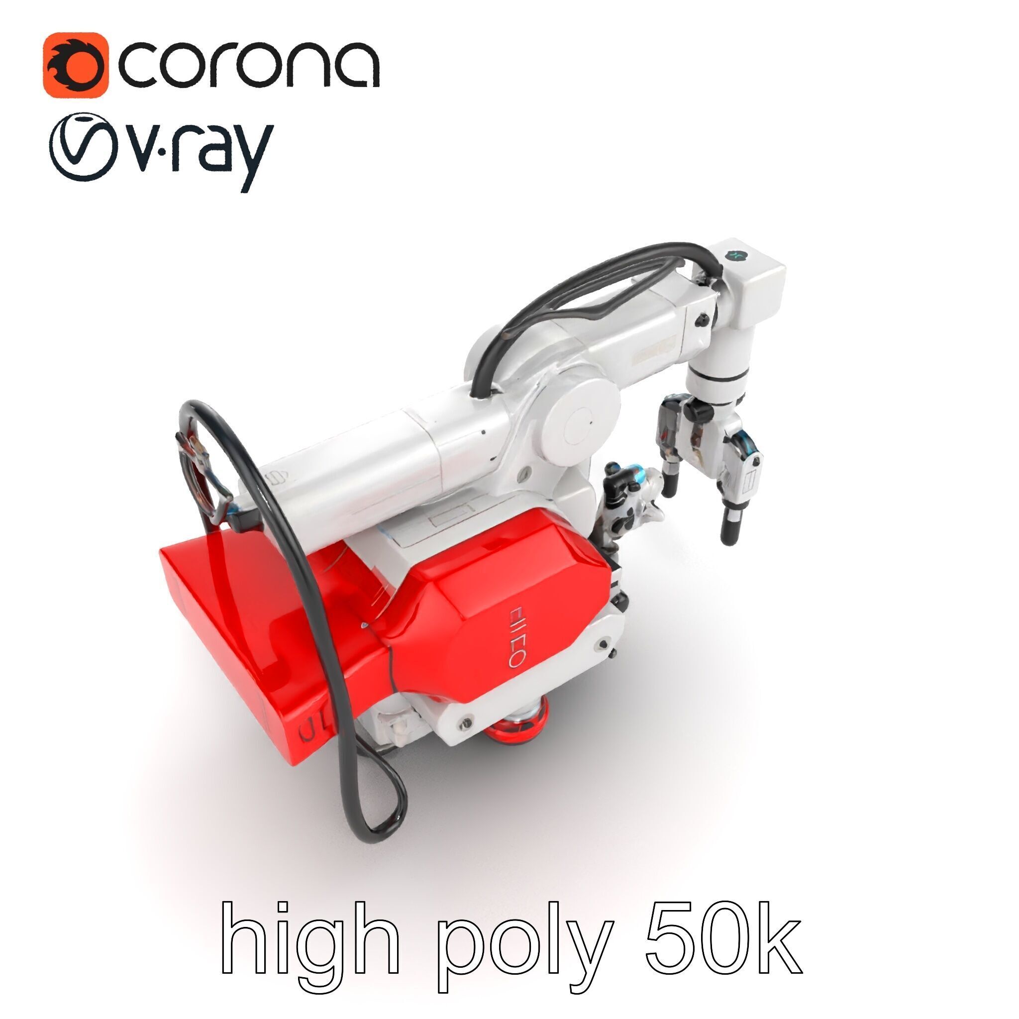 Industrial Painting Robot Model Pack with Extendable Arms Low-poly 3D model_27