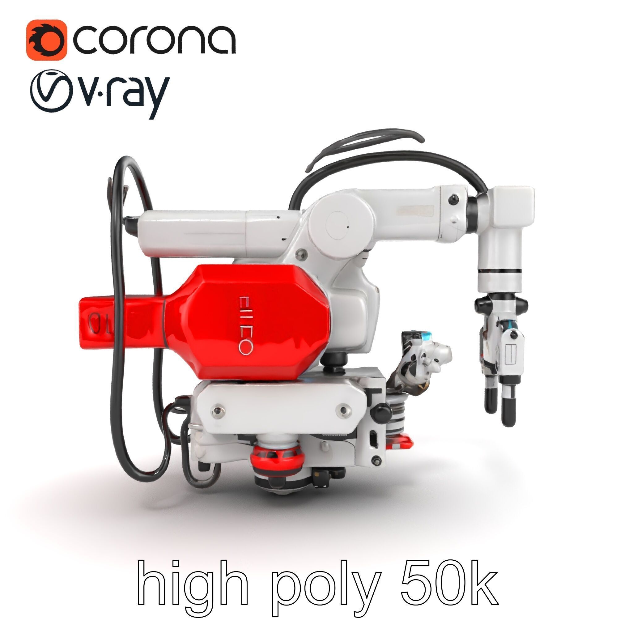 Industrial Painting Robot Model Pack with Extendable Arms Low-poly 3D model_28