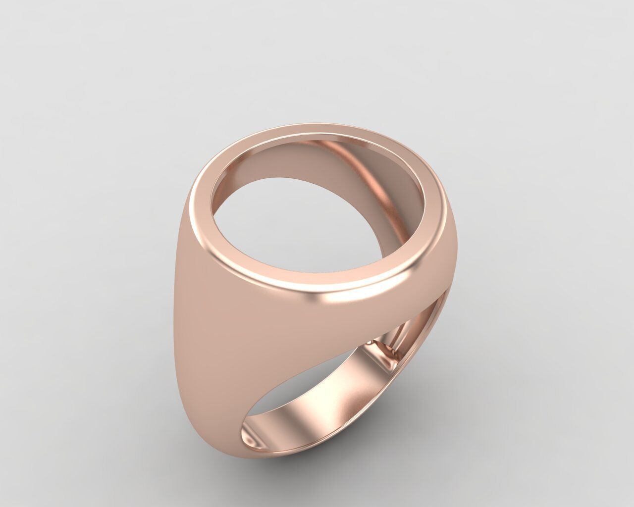 Round gemstone Ring Base 14MM top in All sizes 169-MWC 3D print model_3