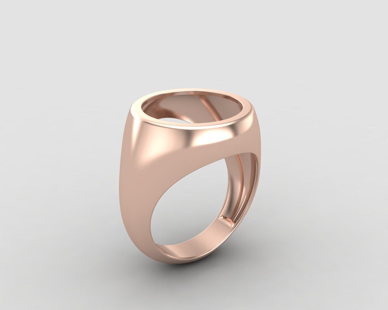 Round gemstone Ring Base 14MM top in All sizes 169-MWC 3D print model_4