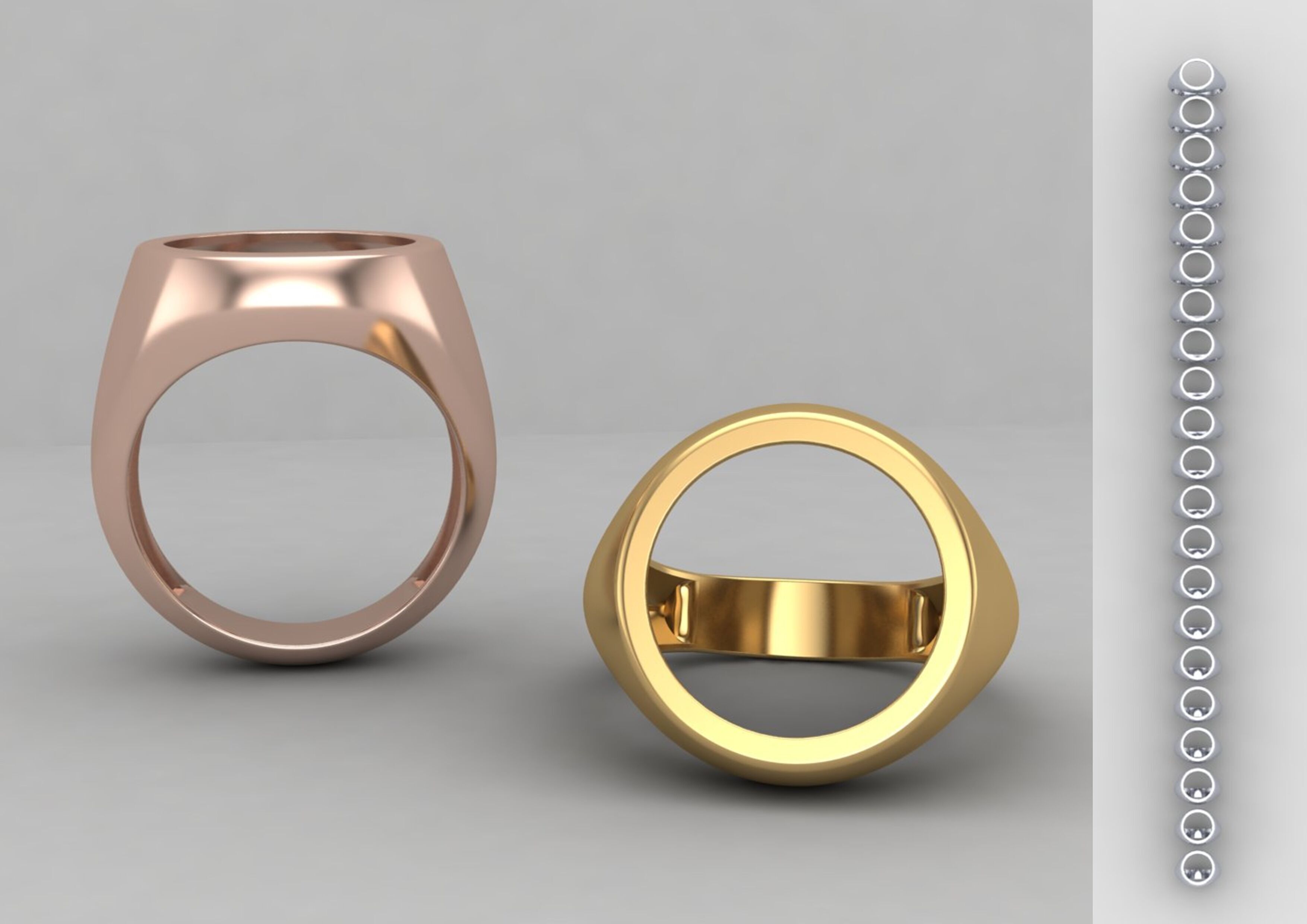 Round gemstone Ring Base 14MM top in All sizes 169-MWC 3D print model_1