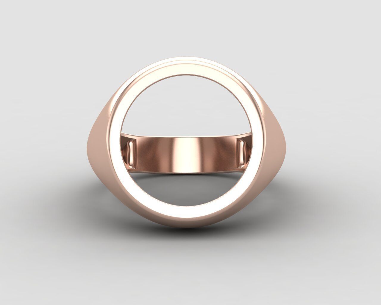 Round gemstone Ring Base 14MM top in All sizes 169-MWC 3D print model_7