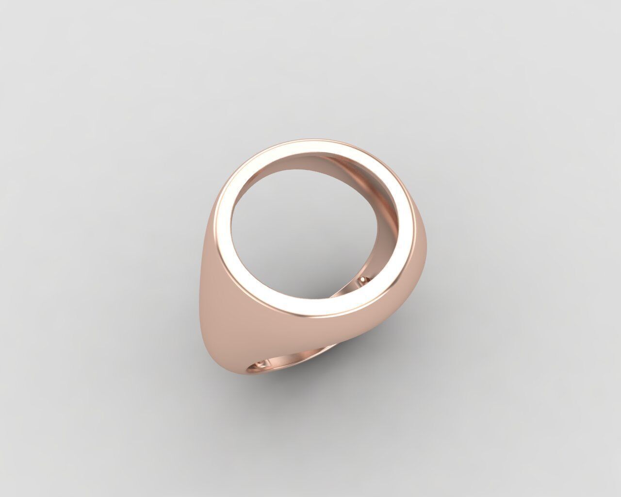 Round gemstone Ring Base 14MM top in All sizes 169-MWC 3D print model_5