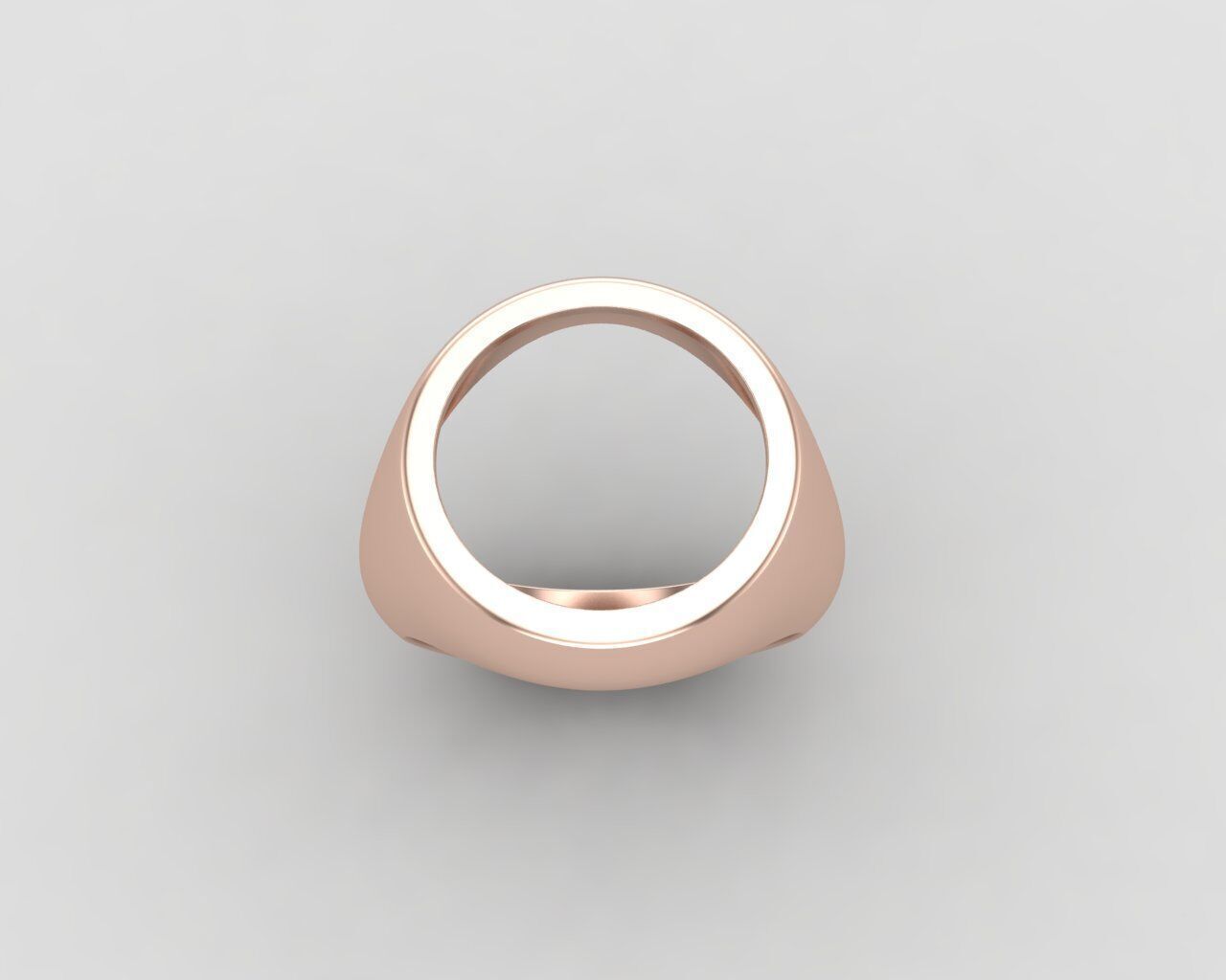Round gemstone Ring Base 14MM top in All sizes 169-MWC 3D print model_6