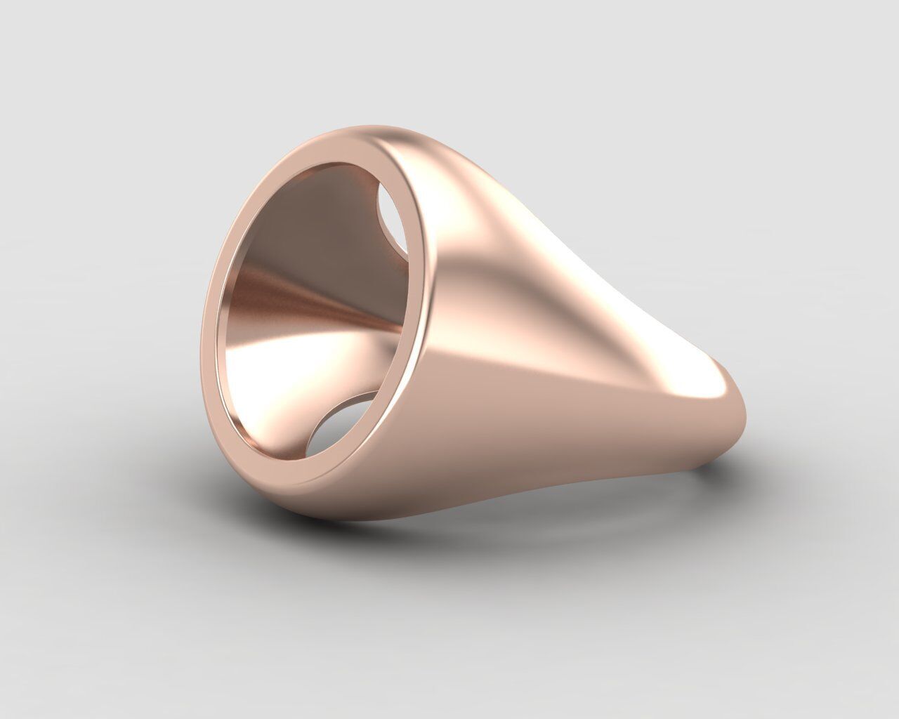 Round gemstone Ring Base 14MM top in All sizes 169-MWC 3D print model_8