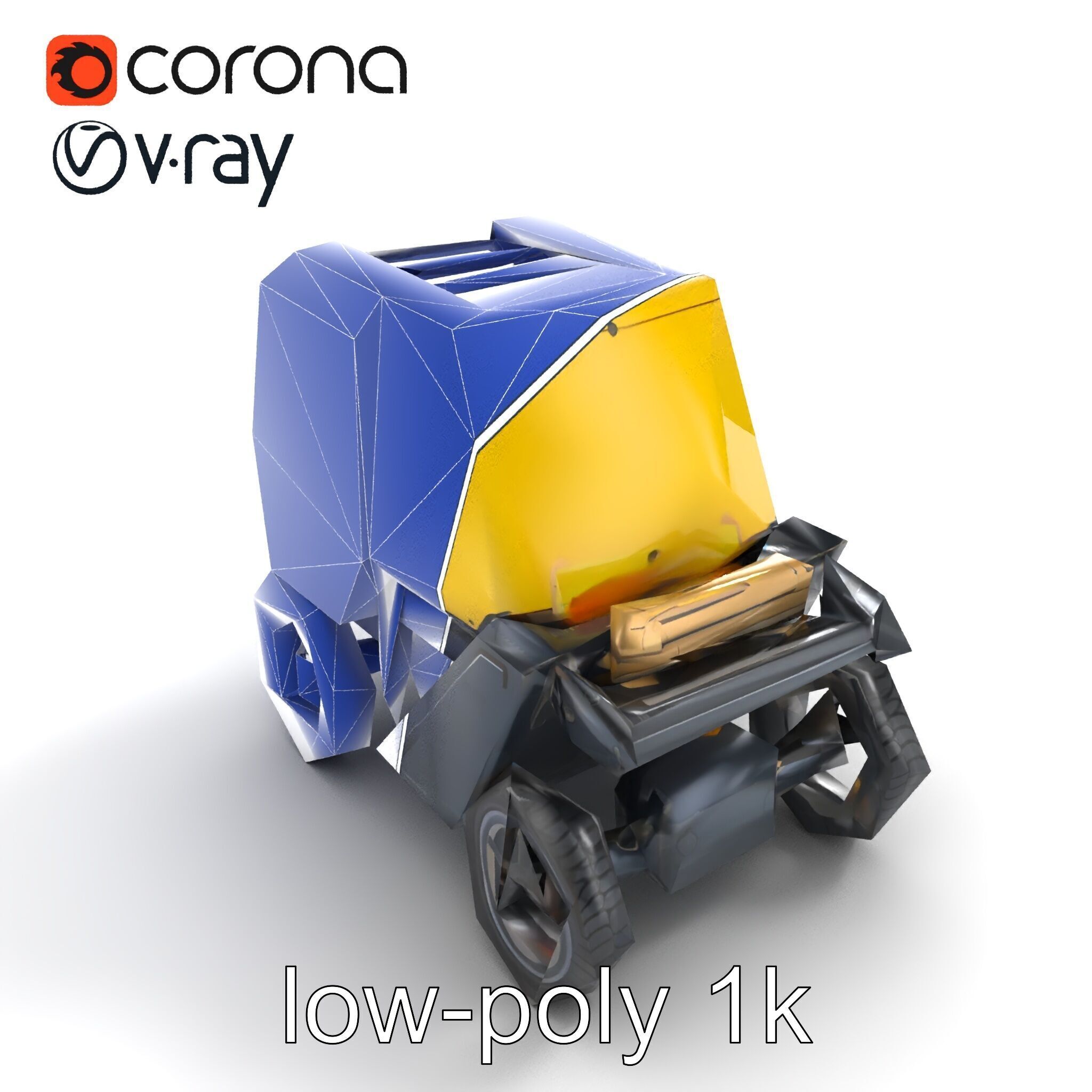Autonomous Delivery Robot Compact Model Pack Low-poly 3D model_15